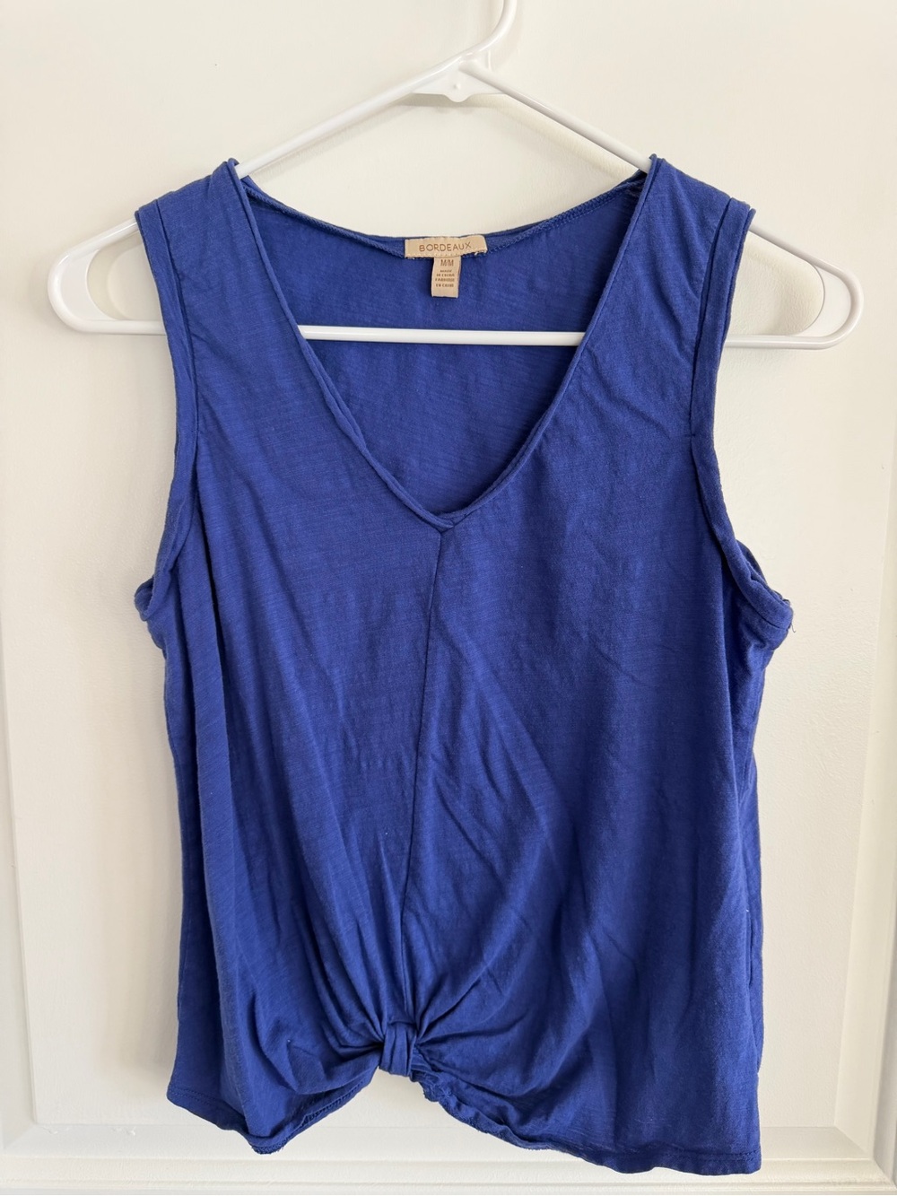 Anthropologie Bordeaux Blue/Purple V-Neck Knot Front Tank Top